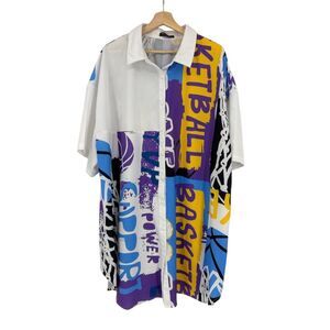 Shirt Button down Plus Size 4XL Graphic blouse basketball power support Shein